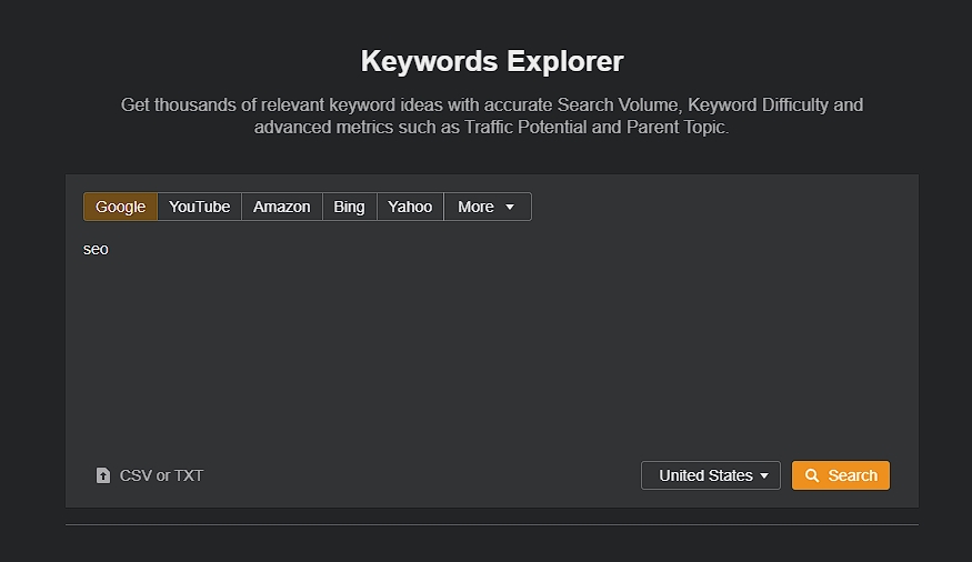 Write Seed Keyword in a keyword research tool